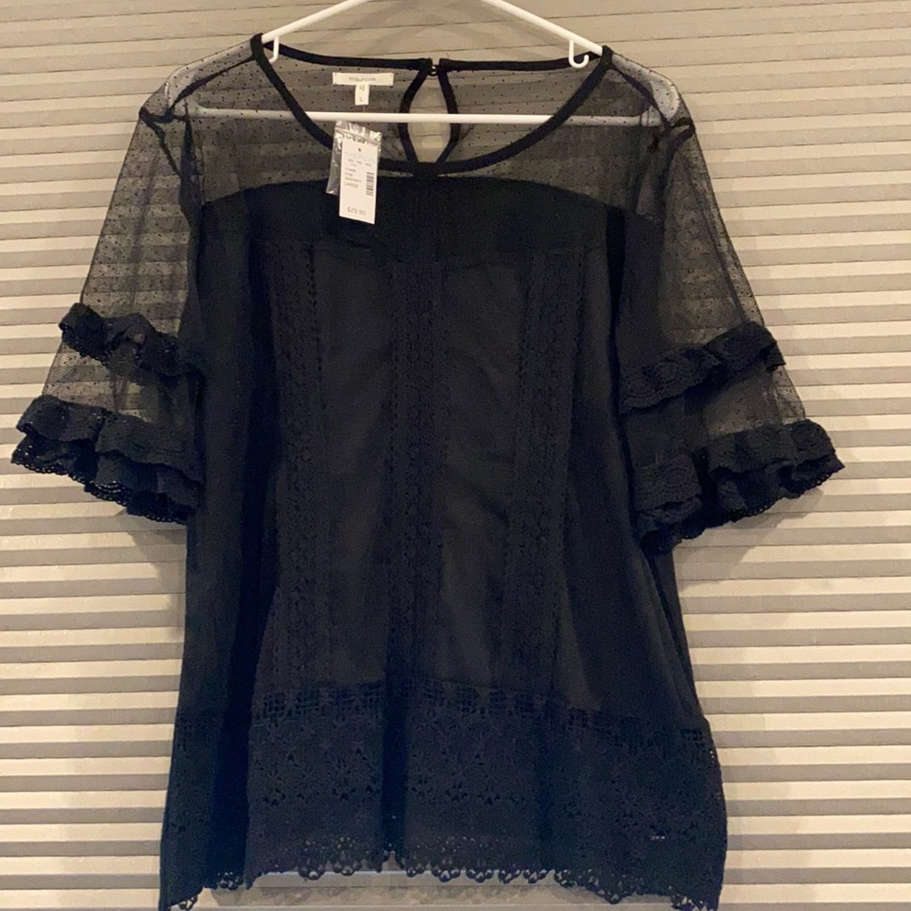 Maurices sheer black dressy top size large new!